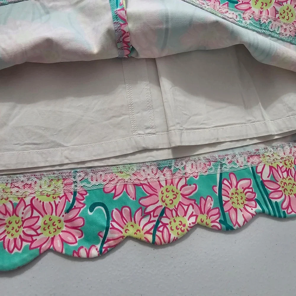 Vintage Lilly Pulitzer Strapless Floral Dress 4 Teal Pink Preppy Coastal Y2K - Picture 11 of 14